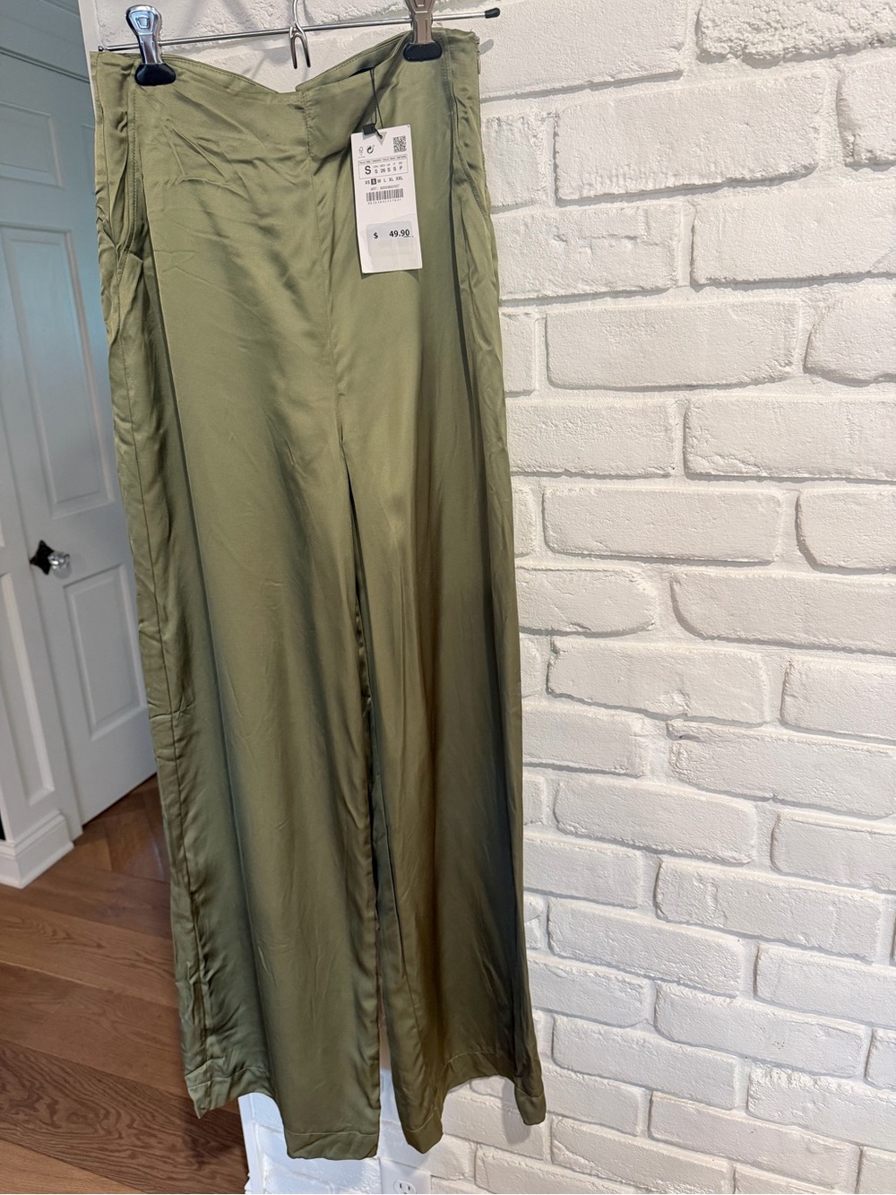 Zara Olive Green Wide-Leg Pants
